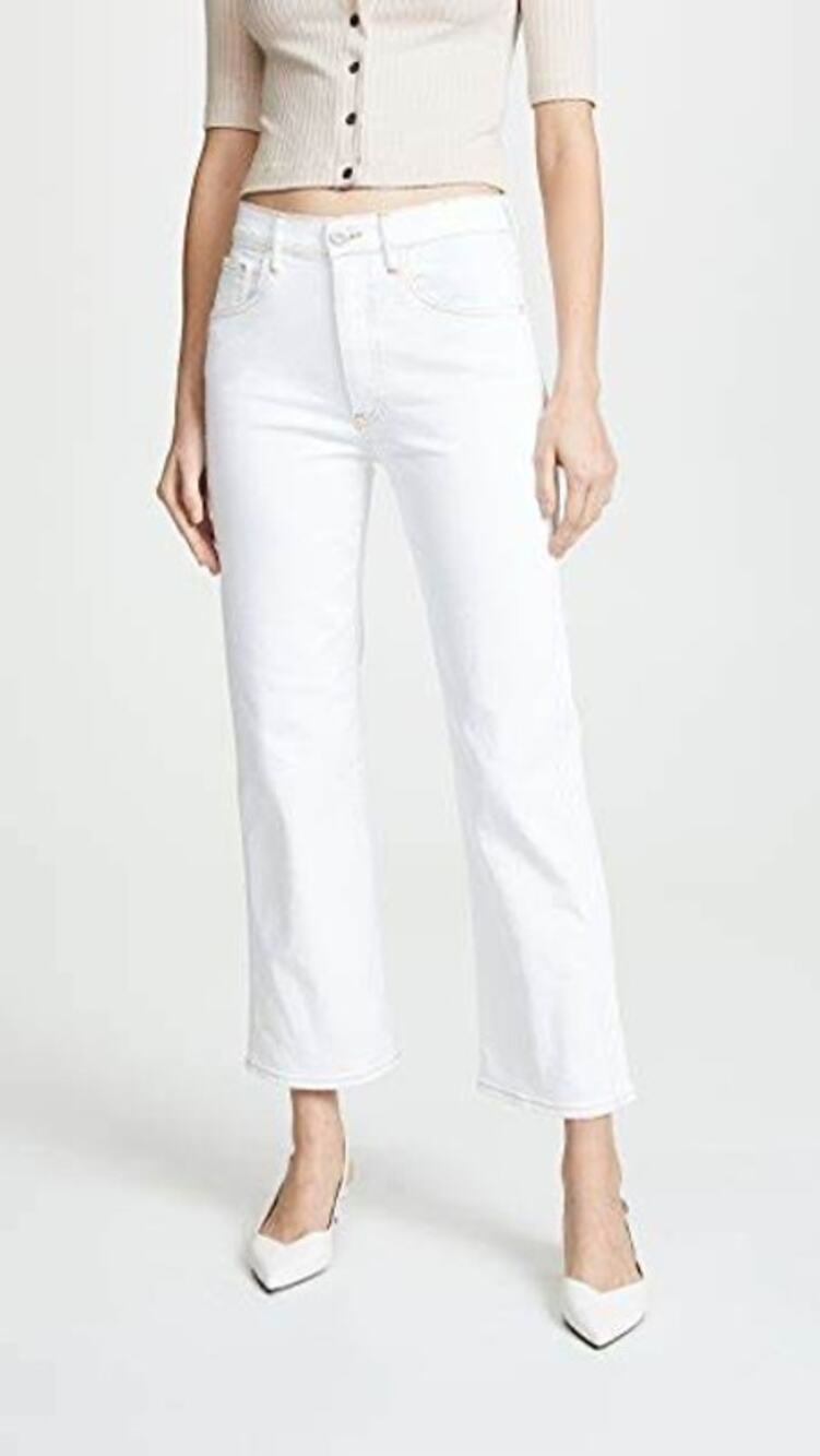 Anthropologie 3x1 Joni White Stitched High Rise Straight Leg Jeans Size 26
